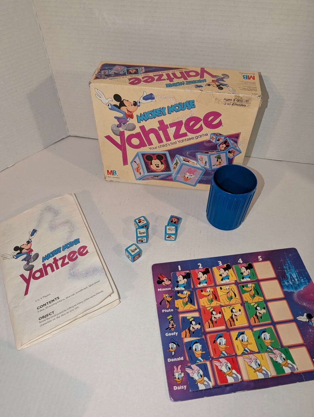Vintage Mickey Mouse Yahtzee Game (1989) Disney Milton Bradley Complete